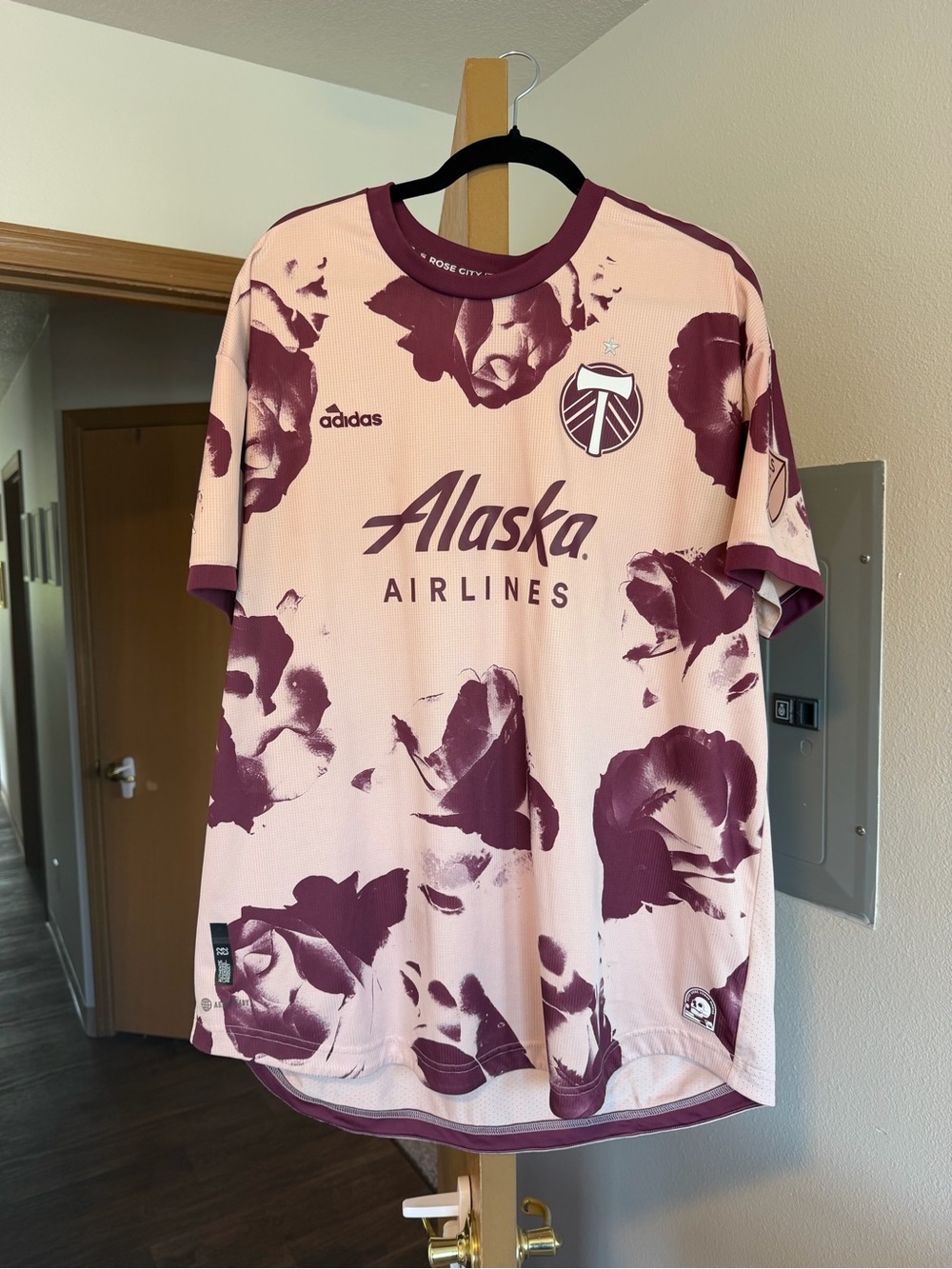 adidas Portland Timbers Pink and Maroon Floral Home Jersey